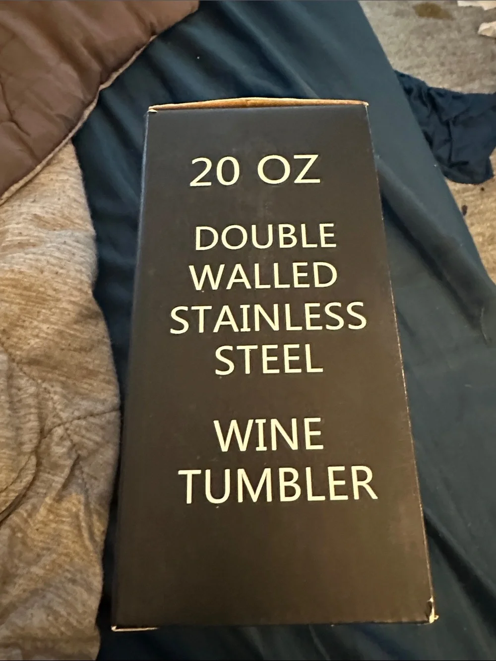 20oz Stainless Steel Wine Tumbler - Black with Gold Accents